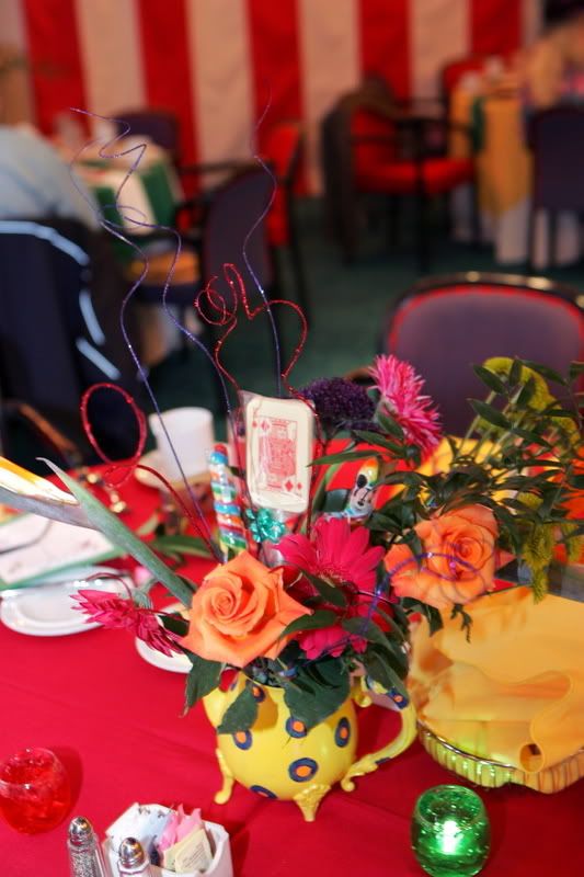 We had different colored gel candles around the centerpieces and made our 