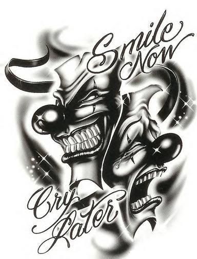 "Smile Now - Cry Later" black ink temporary tattoo 3049. 3049.jpg