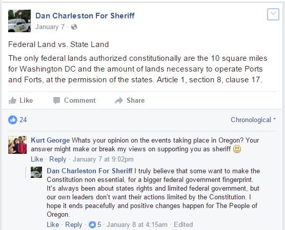 Bundy Takeover of Public Lands Day 3 Facebook Post Dan Charleston