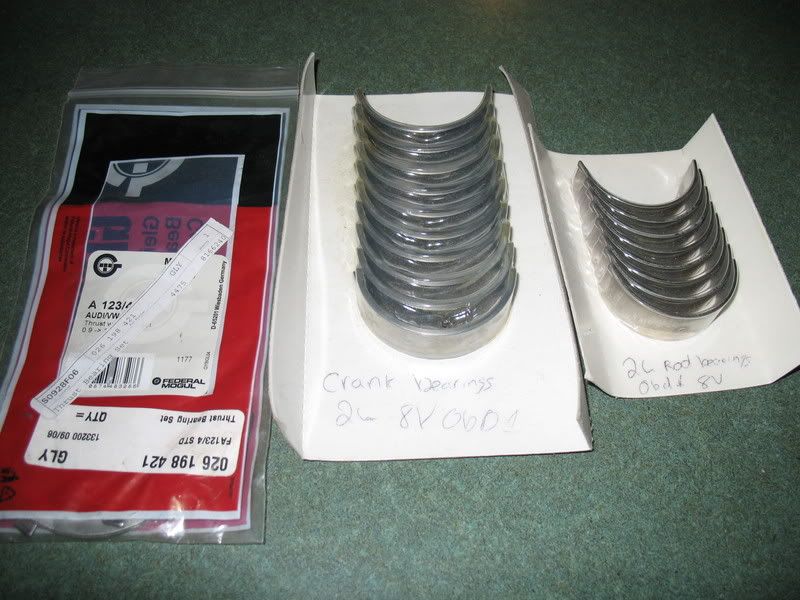 2.0L Rod bearings/Main bearings/Thrust bearings VW Vortex