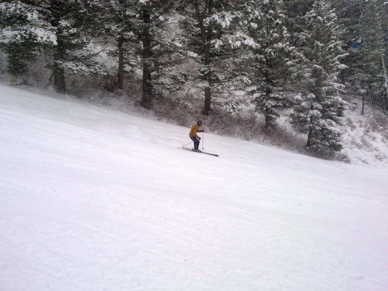 12/12/09 - a skier gets some speed on Teewinot Gully