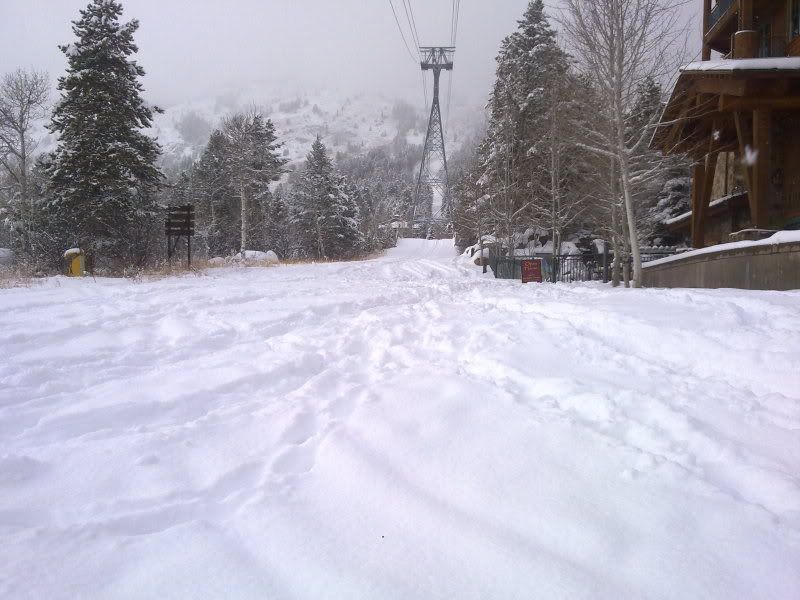 12/13/09 - looking up the tramline at the freshly fallen powder