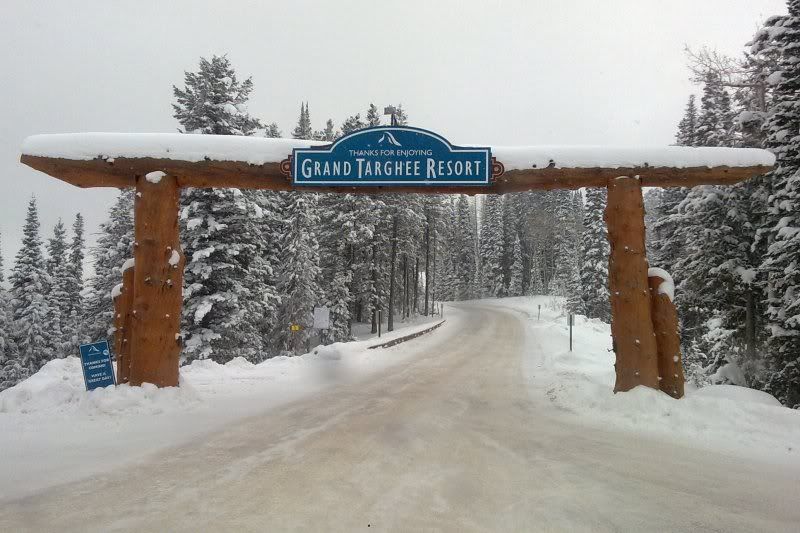 As you enter or leave grand targhee, you pass through this gate that welcomes you on your way in and thanks you on the way out