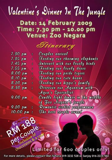  old jungle share by loves one during Valentine's Dinner… The menu:-