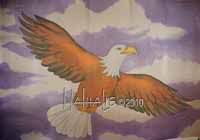 Flag Eagle Hand Painted Silk Worship Flag