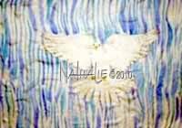 Flag Holy Spirit Rain Down Hand Painted Silk Worship Flag