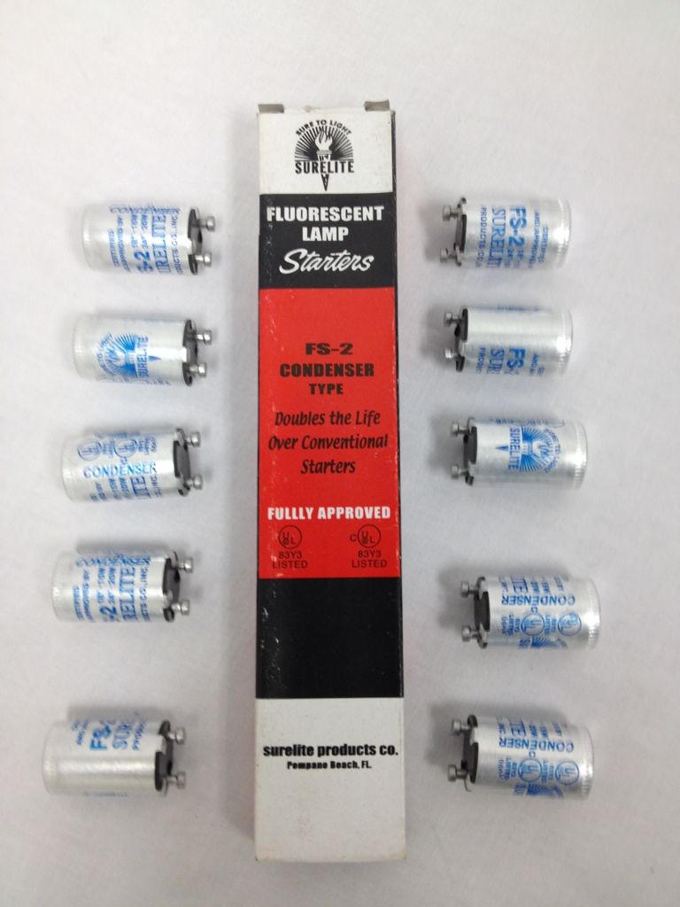 SURELITE FLUORESCENT LAMP STARTER FS2 15W20W CONDENSER TYPE LIGHT LOT