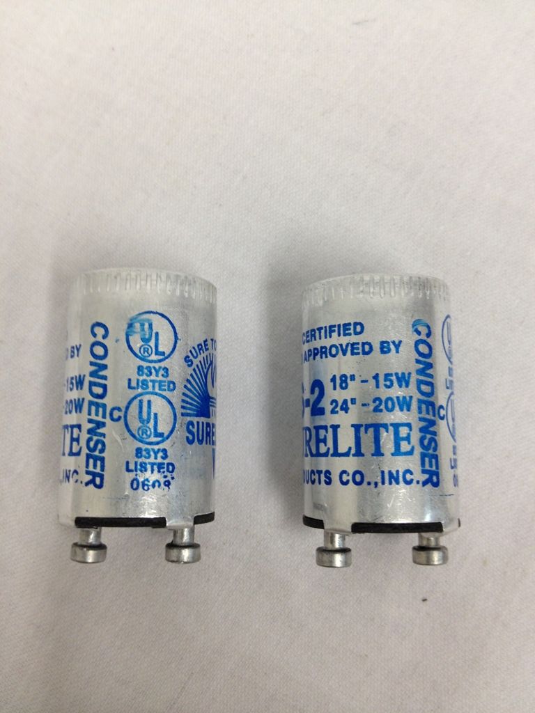 SURELITE FLUORESCENT LAMP STARTER FS2 15W20W CONDENSER TYPE LIGHT LOT