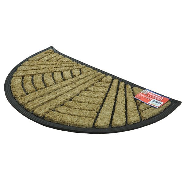 HALF CIRCLE DOOR MAT RUBBER COIR SEMI CIRCULAR STRIPED INDOOR OUTDOOR