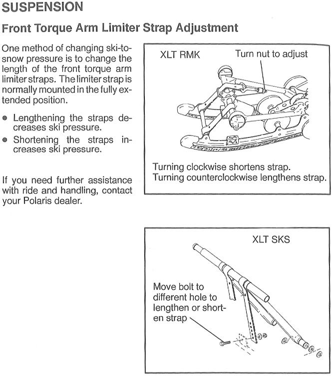 Suspension adjustment questions for 96 RMK? Snowmobile Forum
