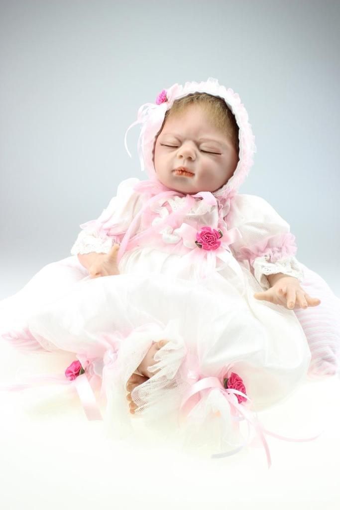 55cm Sleep White Nicery Reborn Baby Doll Soft Silicone Girl Toy 20in