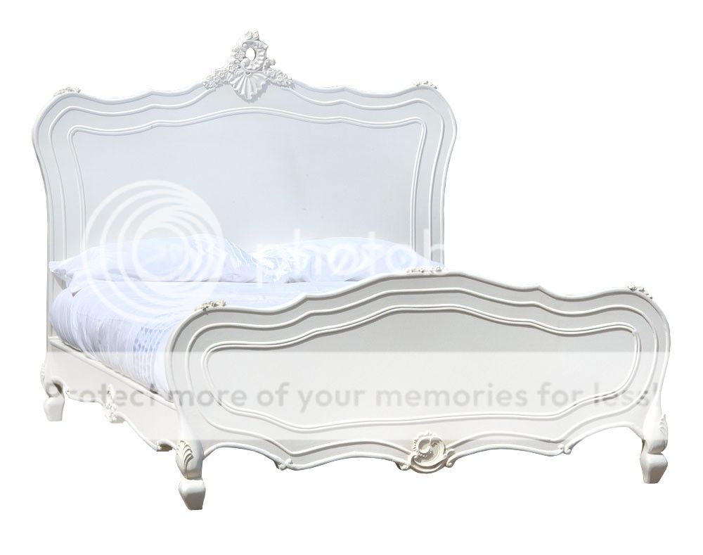 amelia french shabby chic rococco kingsize bed - antique white