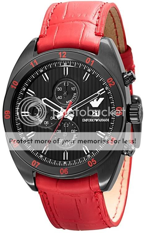 Emporio Armani AR5918 Sportivo Red Leather Mens Watch New in Original 