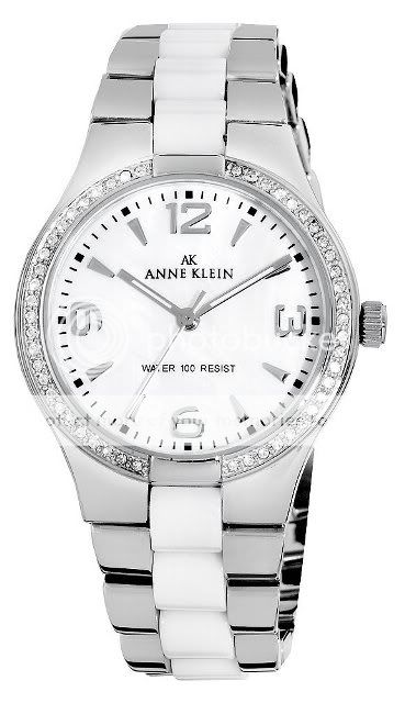 Reloj de cerámica de tono plateado de Anne Klein 10 9119WTSV nuevo