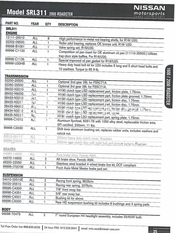 Competition parts catalog - Datsun Roadster Forum-311s.org