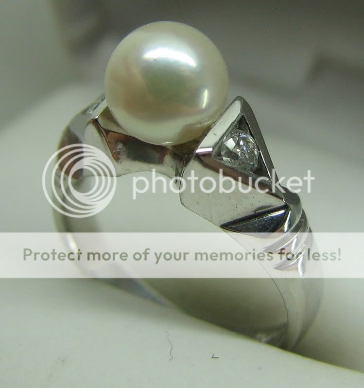 RAVISHING DESIGNER 14K GOLD PEARL DIAMOND RING  