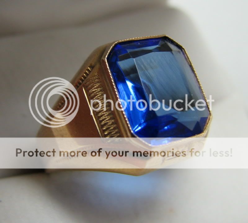 SHARP VINTAGE 10K GOLD CREATED TANZANITE MEN RING  