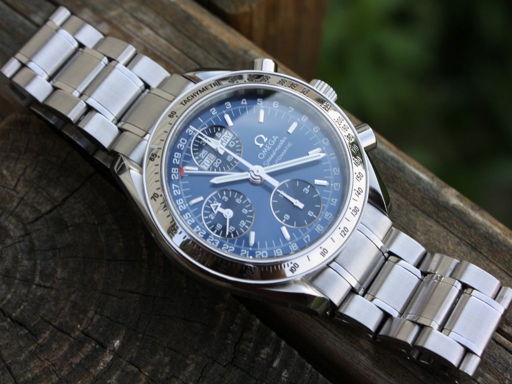 omega speedmaster triple date blue