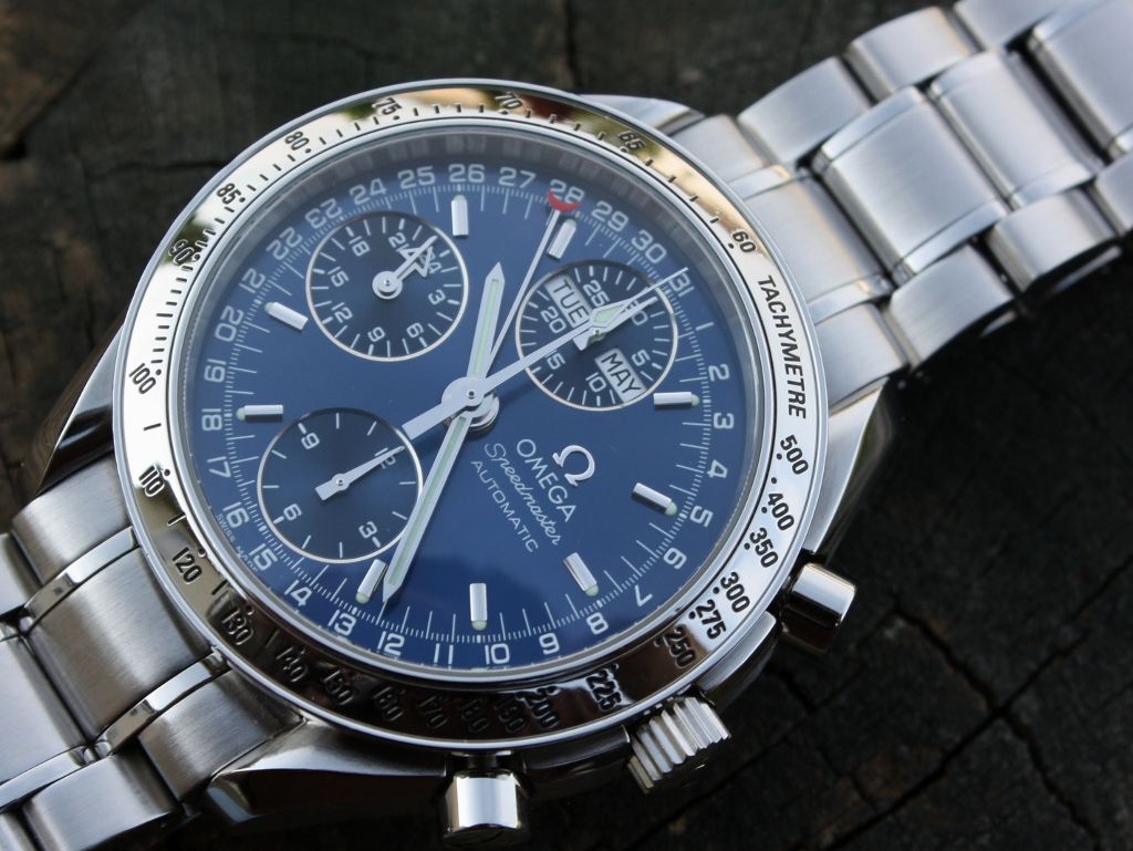 omega speedmaster triple date blue