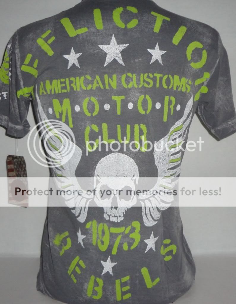   MMA American Customs Motor Club Rebels Gray Mens Tee Shirt L  