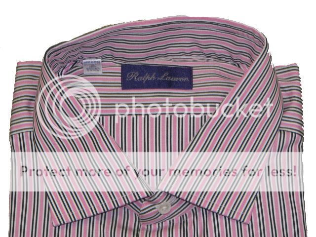 395 NWT RALPH LAUREN PURPLE LABEL MENS PINK BLACK WHITE STRIPED DRESS 